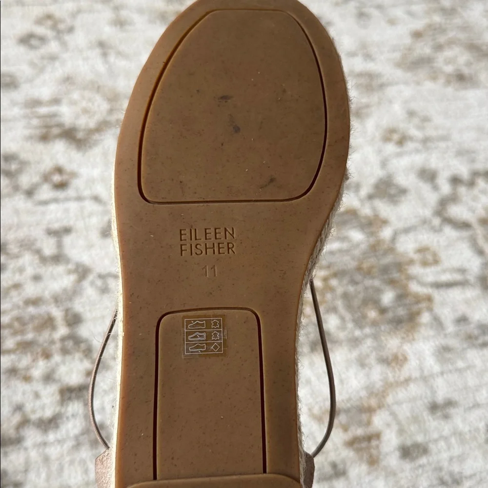 Eileen Fisher Lee Metallic Suede Espadrille Flat Slip On Shoes Size 11 MSRP $135